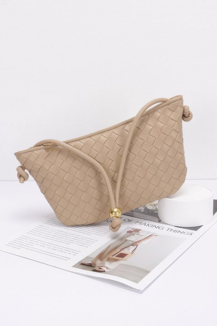 Faux Leather Braided Wrist And Shoulder Bag - Image 6