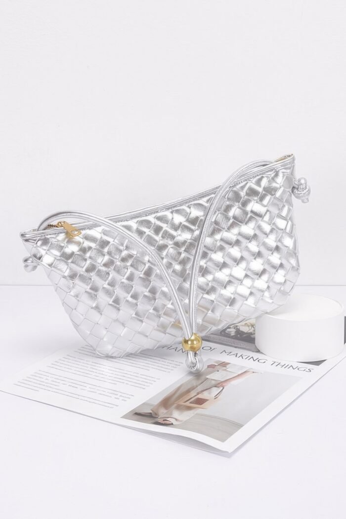 Faux Leather Braided Wrist And Shoulder Bag - Image 7