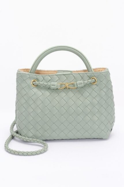 Faux Leather Braided Top Handle Bag