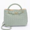 Faux Leather Braided Top Handle Bag