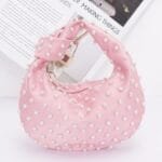 Faux Pearl Studded Satin Bag