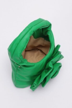 Faux Leather Big Flower Handle Bag Faux Leather Big Flower Handle Bag