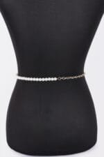 Layered Faux Pearl Flower Ribbon Belt