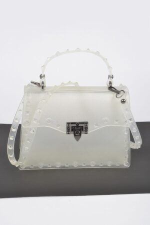 Sleek Finish Monotone Studded Clutch