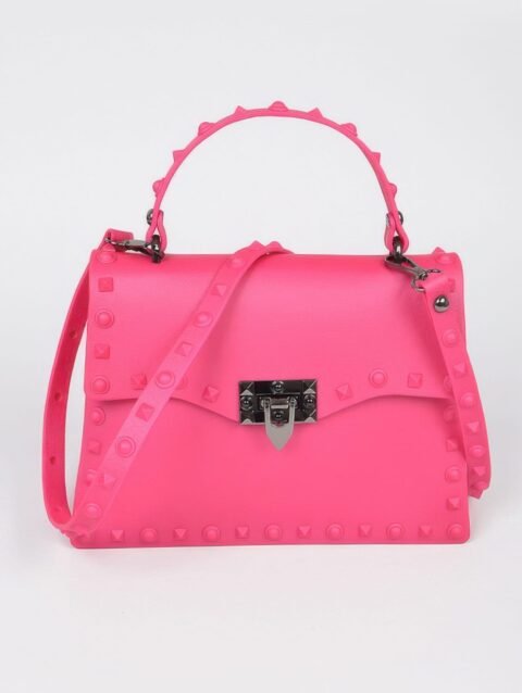 Sleek Finish Monotone Studded Clutch