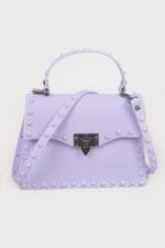 Sleek Finish Monotone Studded Clutch