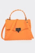 Sleek Finish Monotone Studded Clutch