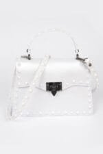 Sleek Finish Monotone Studded Clutch