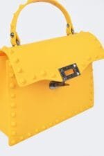 Sleek Finish Monotone Studded Clutch