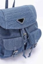 Denim Double Pocket Front Backpack
