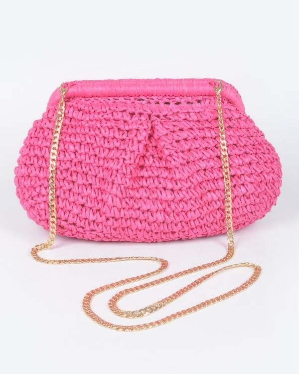 Faux Straw Chain Clutch