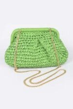Faux Straw Chain Clutch
