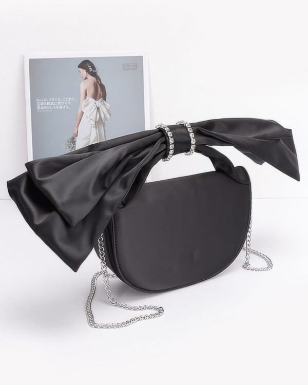 Oversized Bow Handle Satin Crossbody Bag