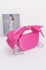 Oversized Bow Handle Satin Crossbody Bag
