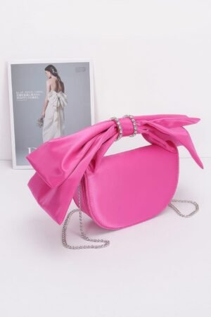 Oversized Bow Handle Satin Crossbody Bag Oversized Bow Handle Satin Crossbody Bag
