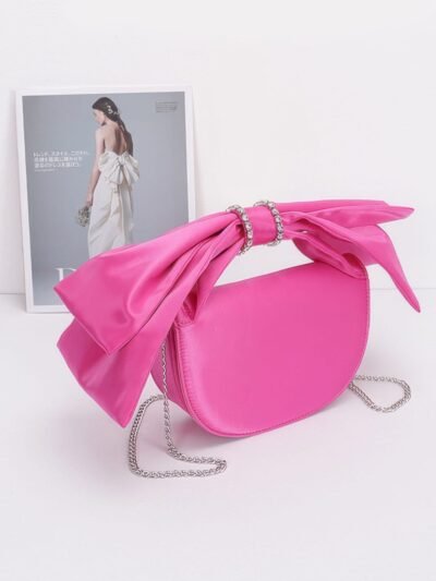 Oversized Bow Handle Satin Crossbody Bag Oversized Bow Handle Satin Crossbody Bag