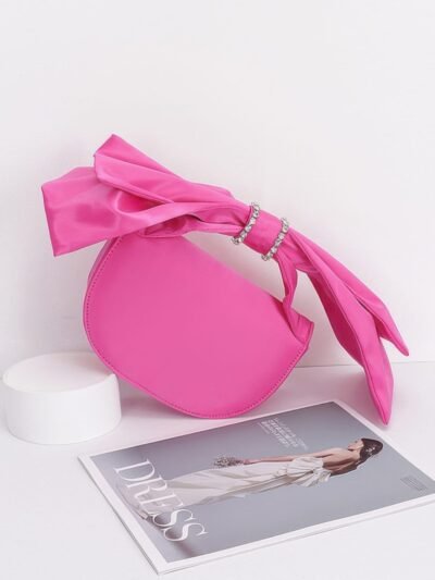 Oversized Bow Handle Satin Crossbody Bag Oversized Bow Handle Satin Crossbody Bag
