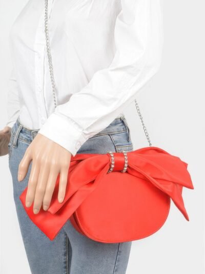Oversized Bow Handle Satin Crossbody Bag Oversized Bow Handle Satin Crossbody Bag