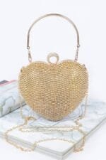 Rhinestone Heart Shape Party Clutch