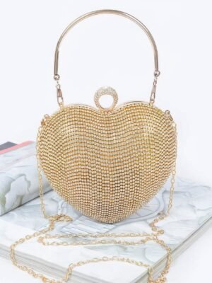 Rhinestone Heart Shape Party Clutch