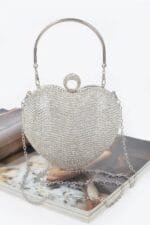 Rhinestone Heart Shape Party Clutch