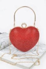 Rhinestone Heart Shape Party Clutch