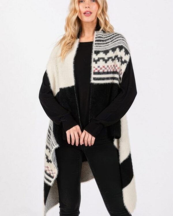 Fuzzy Aztec Pattern Vest