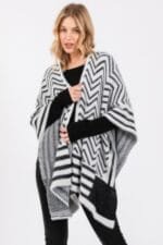 Fuzzy Chevron Pattern Ruana