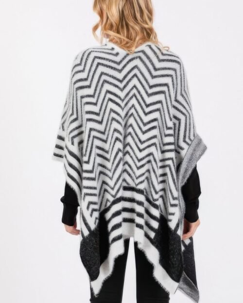 fuzzy chevron pattern ruana