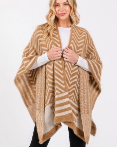 fuzzy chevron pattern ruana