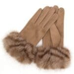 Mixed Color Faux Fur Smart Touch Gloves