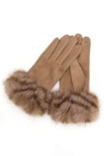 Mixed Color Faux Fur Smart Touch Gloves