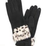 Leopard Faux Fur Cuff Smart Touch Gloves