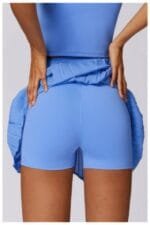 Pleated Solid Wide Waistband Sports Pocket Skirt