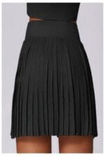 Pleated Solid Wide Waistband Sports Pocket Skirt