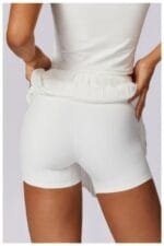 Pleated Solid Wide Waistband Sports Pocket Skirt