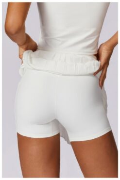 Pleated Solid Wide Waistband Sports Pocket Skirt