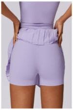 Pleated Solid Wide Waistband Sports Pocket Skirt