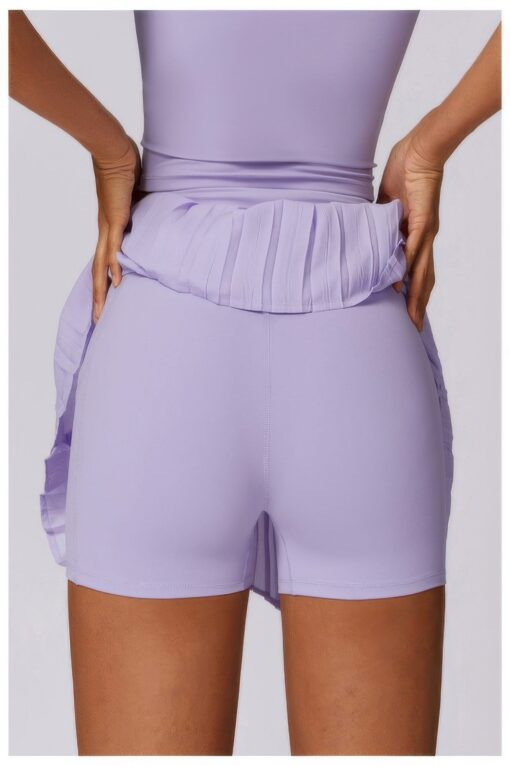 Pleated Solid Wide Waistband Sports Pocket Skirt - Image 16