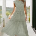 Ruffle Solid Willow Smocked Maxi Dress