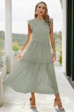 Ruffle Solid Willow Smocked Maxi Dress