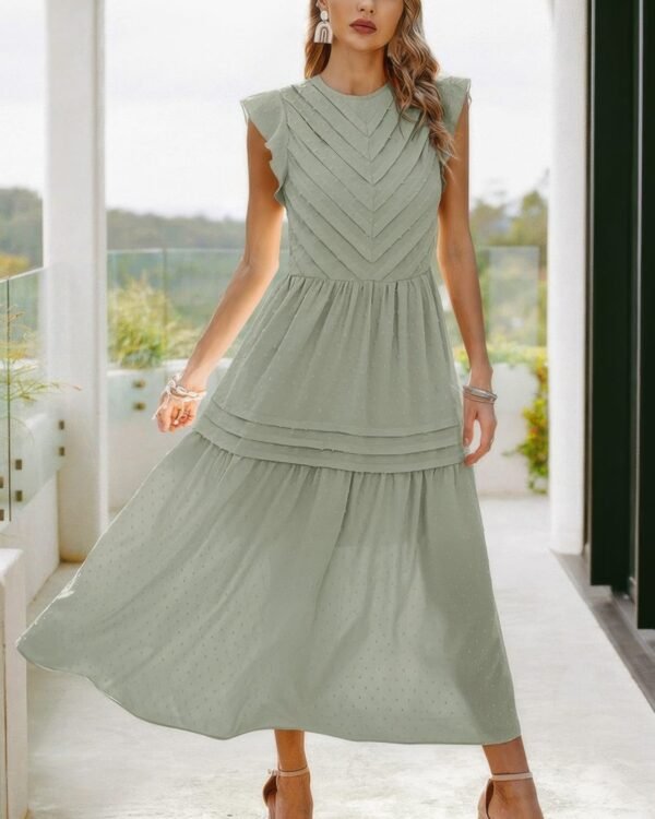 Ruffle Solid Willow Smocked Maxi Dress