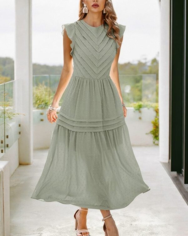 Ruffle Solid Willow Smocked Maxi Dress