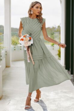 Ruffle Solid Willow Smocked Maxi Dress