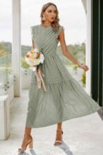 Ruffle Solid Willow Smocked Maxi Dress