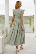 Ruffle Solid Willow Smocked Maxi Dress