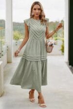 Ruffle Solid Willow Smocked Maxi Dress