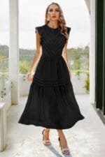 Ruffle Solid Willow Smocked Maxi Dress