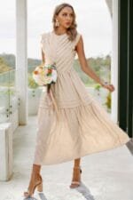 Ruffle Solid Willow Smocked Maxi Dress