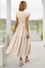 Ruffle Solid Willow Smocked Maxi Dress